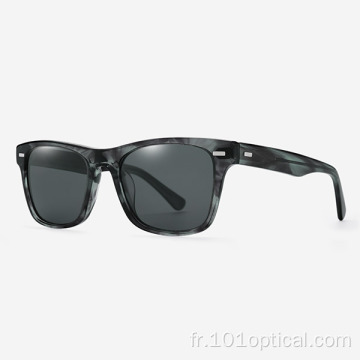 Lunettes de soleil rectangulaires en acétate pour hommes